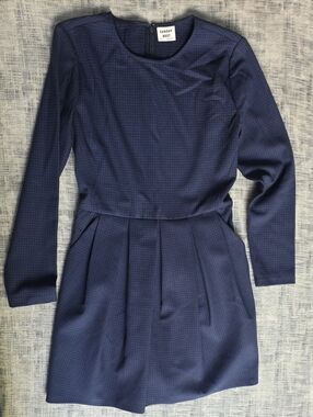 Sunday Best Midnight Blue Long-Sleeve Pleated Mini Dress